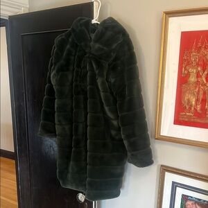 Luxurious Green Faux Fur Coat